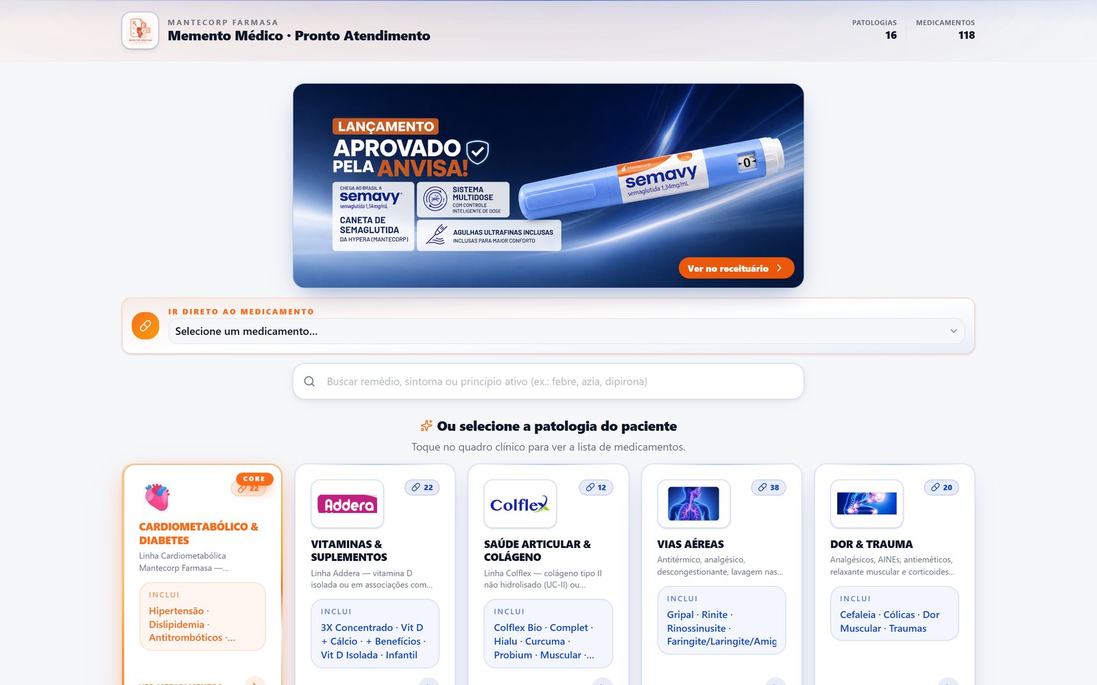 Memento Digital — seleção de conduta por patologia